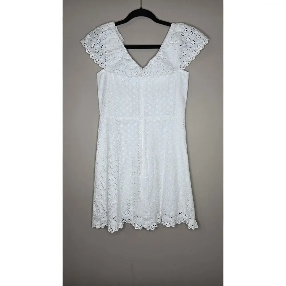 NWT Womens Hatley Eyelet Lace Shift Sundress White Size XS Knee Length MSRP $99 - Picture 2 of 10